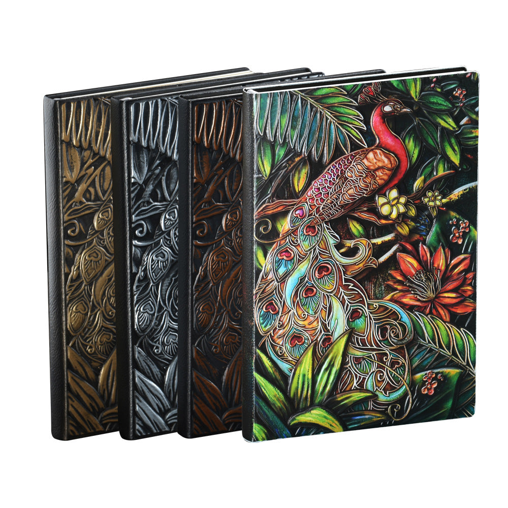 Wholesale Colorful Peacock Embossed Notebook A5 PU Embossed 3D Handbook